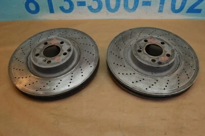 08-14 W204 MERCEDES BENZ C63 AMG FRONT RIGHT & LEFT BRAKE ROTOR DRILLED PAIR - Image 1 of 4