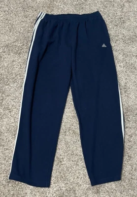 Винтажный. Adidas трек брюки мужские XL темно-синий белый тройной полоски Athletic Y2K - Изображение 1 из 4
