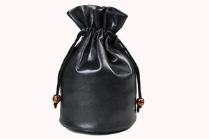 Bolsa de almacenamiento de ajedrez de cuero genuino para piezas de ajedrez King de 4" a 5" - AS273-Negro - Imagen 1 de 1