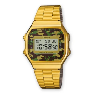 Unisex Watch CASIO A-168WEGC-3D Mimetic Golden Gold Camouflage VINTAGE - Picture 1 of 7