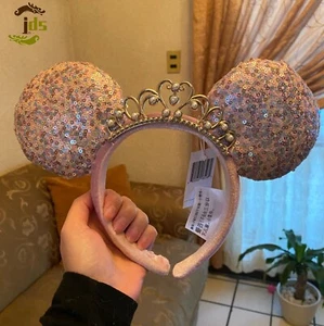 Minnie Mouse Headband Tiara Sequin Princess Crown Disney Parks Ears Pink - Picture 1 of 8