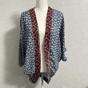 Belle du Jour Shrug Jacket Womens Medium Kimono Overshirt Dolman Open Batik - Picture 1 of 10