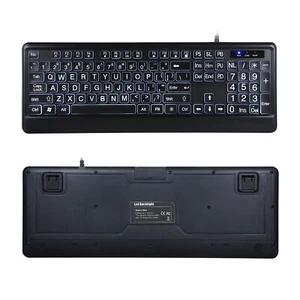 Large Print Quiet USB Wired Full Size Backlight Backlit Keyboard for Computer - Picture 1 of 8