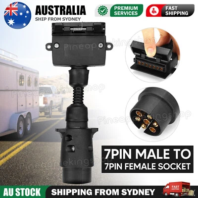 Trailer Adaptor 7 Pin Large Round Socket To 7 Pin Flat Plug Trailer Adapter - image 1 of 4