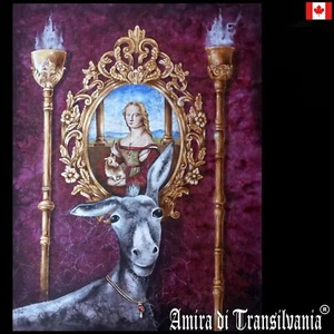 art painting modern contemporary figurative portrait animal donkey lady unicorn - Picture 1 of 24