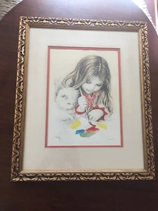 Vintage Aquarelldruck des israelischen Künstlers Ben Menashe - Bild 1 von 8