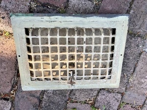 STEEL WHITE Louvered 8x12GRATE Ornate Victorian Furnace HEAT Antique Window Vent - Picture 1 of 10