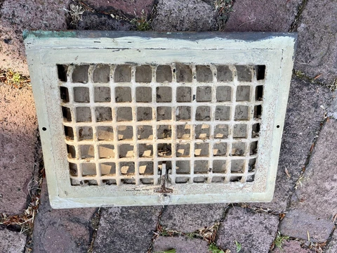 STEEL WHITE Louvered 8x12GRATE Ornate Victorian Furnace HEAT Antique Window Vent Cover