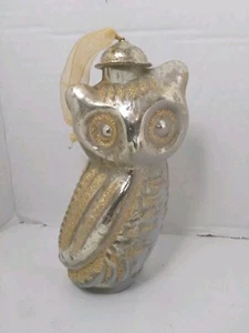 Mercury Glass Owl Ornament - Picture 1 of 7