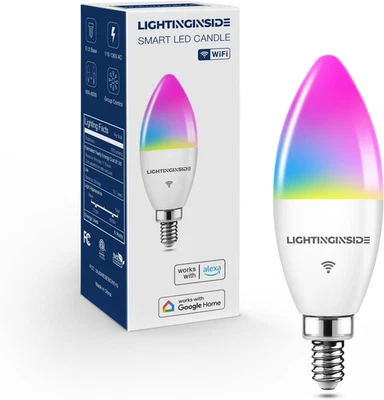 Умные светодиодные лампы E12 60 Вт эквалайзер Alexa Google RGB регулируемая яркость WiFi Bluetooth  - Изображение 1 из 4