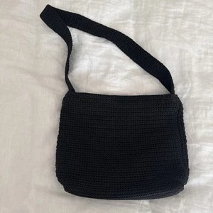 The SAK Bag In Black Shoulder Bag Crochet Knit Purse Woven Hobo Handbag EUC - Picture 1 of 4