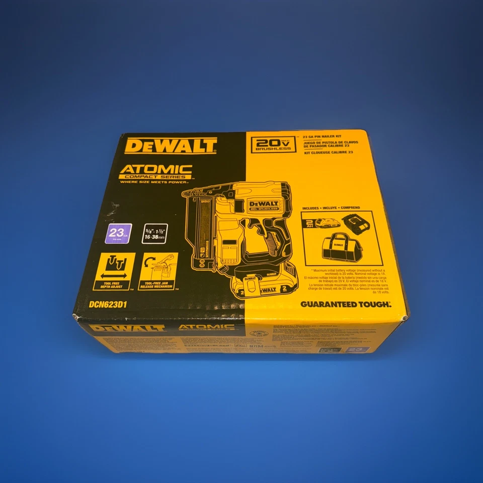 DEWALT 20V MAX Kit de clavadora de clavadora de pasador calibre 23 inalámbrico de iones de litio - NUEVO DCN623D1 Foto 1 de 4