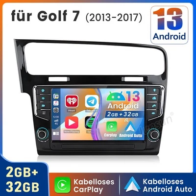 Android 14 Autoradio Carplay 2+32GB WiFi RDS GPS Navi 4G-LTE Für VW Golf MK7 VII - Bild 1 von 4