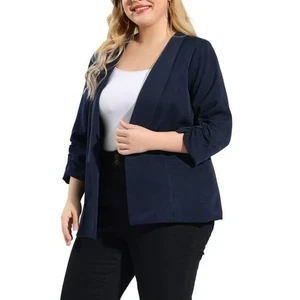 Giacca donna Agnes Orinda taglie forti blazer manica increspata aperta davanti 4X nuova con etichette - Foto 1 di 12