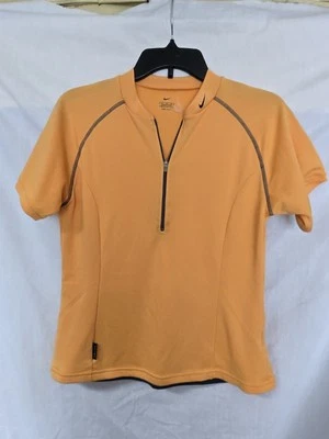 Camiseta feminina Nike Dry Fit 1/4 zíper ciclismo tamanho L laranja garrafas na parte de trás - Imagem 1 de 4