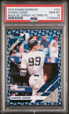 Футболка 2019 Panini Donruss Aaron Judge Back Of Jersey 42 Tribute Jackie Robinson PSA 10 - Изображение 1 из 2
