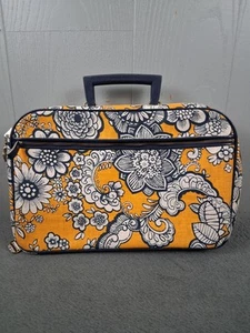 Vintage 60s 70s Bantam Suitcase Yellow Floral Travel Bag Carry On Made Japan MCM - Picture 1 of 14