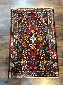 Small Per'sian Tribal Rug 2x3 Red Colorful Small Wool Carpet Antique - Picture 1 of 10