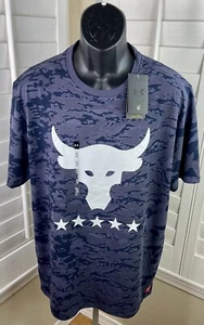 Under Armour Project Rock Veterans Day Show Blue Camo SS Shirt 1373584, Men’s XL - Picture 1 of 6