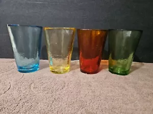 YALOS CASA MURANO GLASS TUMBLERS SET OF 4 MADE IN ITALY 5 1/8" EXCELLENT RARE - Picture 1 of 10