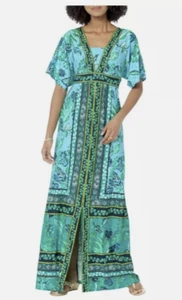 Lilly Pulitzer Dress Ilia Elbow Sleeve Maxi Kimono Plant One On You Size 00 New - Picture 1 of 13