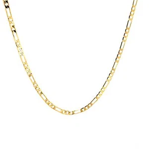 22 inch Figaro link chain Necklace 14k Gold filled - Foto 1 di 1