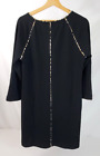 Chico's Sheath Dress Long Sleeve Black Animal Print Trim Size 1P Medium Petite
