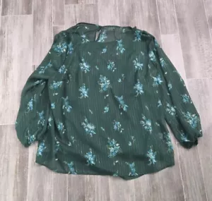 Blusa floreale verde blu trasparente Ava & Viv nuova con etichetta taglia 2X - Foto 1 di 5