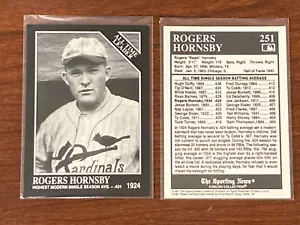 ROGERS HORNSBY 1991 THE SPORTING NEWS CONLON ST. LOUIS CARDINALS CARD #251 - Picture 1 of 1