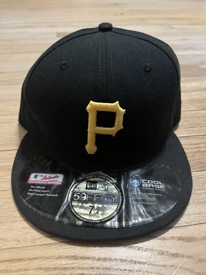 Pittsburgh Pirates Baseball Fitted Hat Authentic New Era Black Wool 7 3/4 - Image 1 of 4