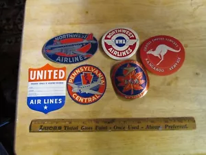PCA,QUANTAS EMPIRE,NORTHWEST,TRANS CANADA,UNITED Vintage Luggage Label Decal LOT - Picture 1 of 9