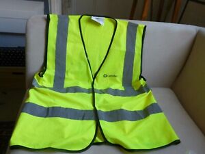 Useful yellow  hi viz vest waistcoat stripes down &across bike motor bike walk L