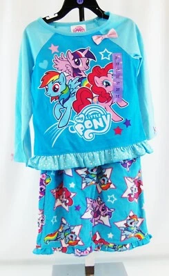 My Little Pony Girl Rainbow Dash Ruffle 2PC Long Sleeve Top Fleece Pants Set 6 - Image 1 of 3