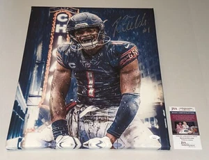 Justin Fields signed Chicago Bears 16x20 Stretched Canvas autographed JSA - Picture 1 of 4