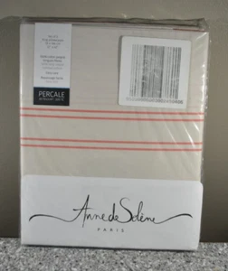 ANNE DE SOLENE PARIS BABYLONE STRIPE KING PILLOWCASES - NEW - CORAL SET OF 2 - Picture 1 of 5