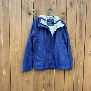 LL Bean Trail Rain Jacket Mens Large Blue Hooded Nylon 71341 268219 - Picture 1 of 9