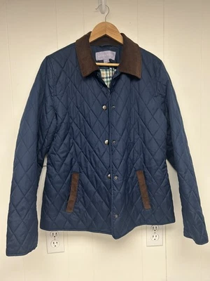 Laura Scott Barn 夹克 - L 码-- 灯芯绒衣领和口袋-海军-轻-EUC — 第 1/4 张图片