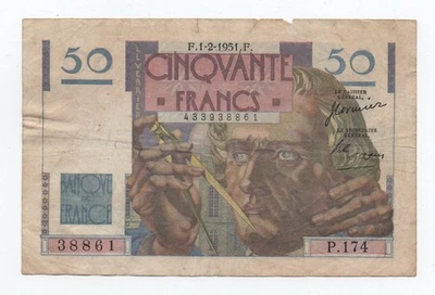 FRANCE 50 FRANCS 1951 PICK 127C LOOK SCANS - Image 1 of 2