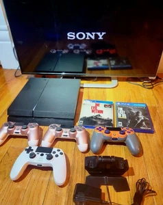 Sony PS4 500GB Bundle + 4 Controllers, Charge Dock, Evil Within, The Last of Us - Picture 1 of 13