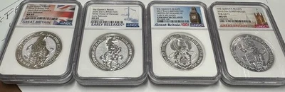 Lote de 4 Bestias de Reina de 2 OZ Clasificado NGC 69 Gemas Sin Circular 2016 2017 2018 2020 Foto 1 de 4