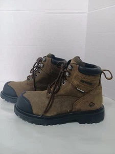 Women's Wolverine Brown Leather Lace-Up Steel Toe Work Boots Size 6.5W F2413-18 - Imagen 1 de 11