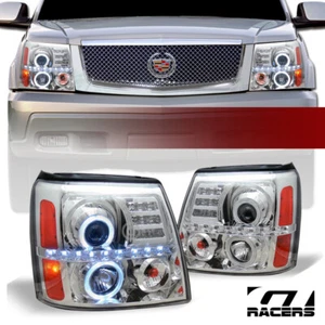 Faros proyectores LED halo carcasa cromada Amb para Cadillac Escalade 2002-2006 - Imagen 1 de 7