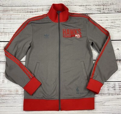 NWOT Adidas Atlanta Hawks Member Track Jacket Mens Small Trefoil Grey Red Zip - Image 1 of 3