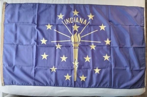 Bandiera vintage nylon Indiana State Made USA Big Old Nyl-Glo Bunting 4,75' × 2,75' - Foto 1 di 12