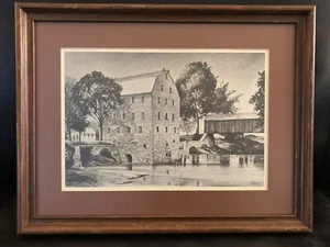 Gerahmt schwarz & weiß der alten Wassermühle - 17 Zoll x 13 Zoll - Bild 1 von 2