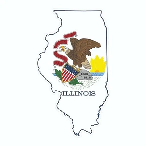 Contorno del mapa del estado de Illinois con pegatina de bandera, calcomanía y pegatina de vacaciones - Imagen 1 de 2