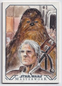 Star Wars 2016 Masterwork Sketch Card Star Han Solo Chewbacca Melike Acar 1/1 - Picture 1 of 2