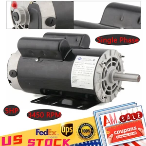 Motor eléctrico monofásico de servicio de compresor de aire de eje de 5 HP 7/8" 3450 RPM - Imagen 1 de 10