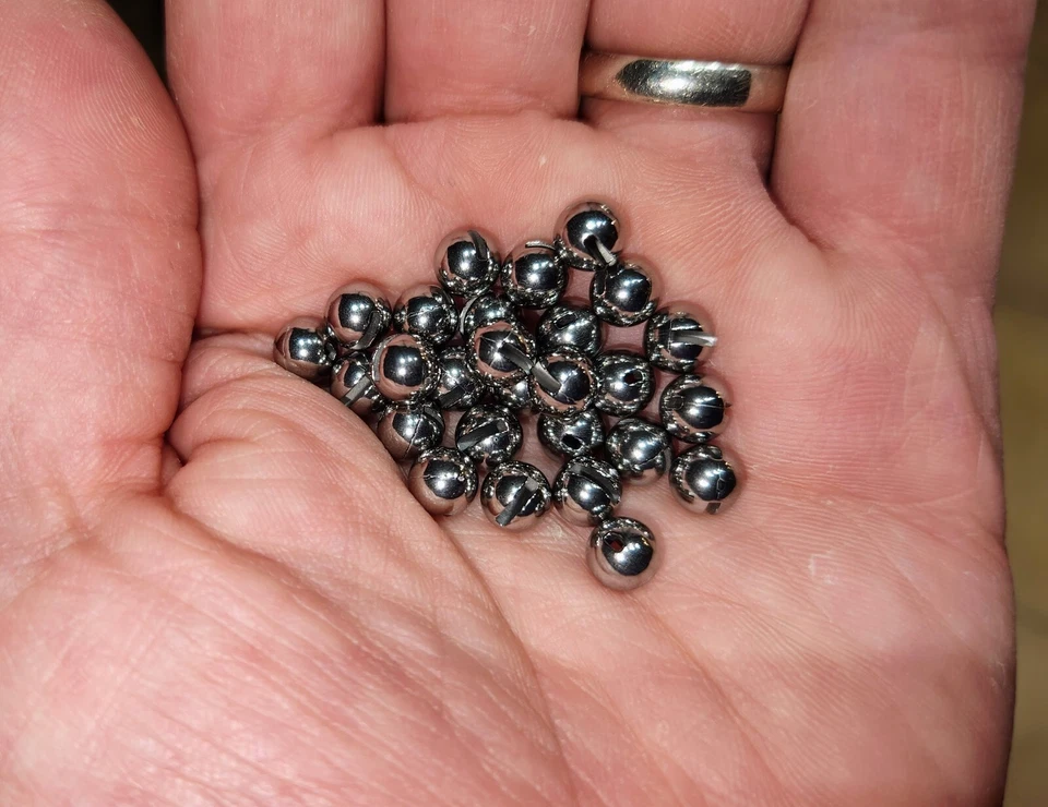 50 pcs Unpainted Slotted Round Tungsten Fishing Beads with hole 4, 4.6 5.5 6.4mm - Image 1 of 1
