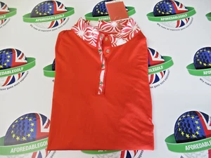 swing out sister clarissa sl sleeveless polo shirt luscious red uk size medium - Picture 1 of 1